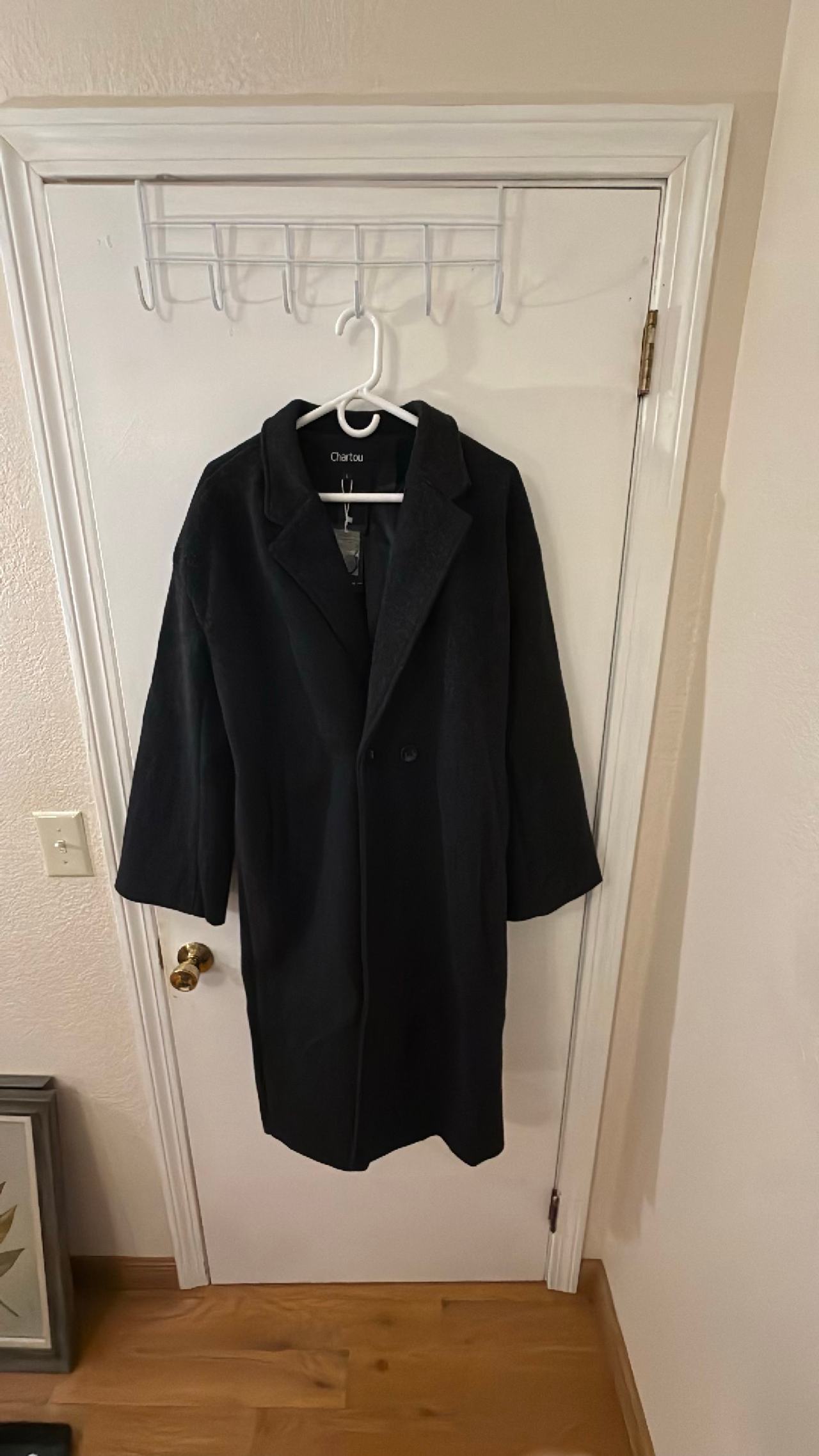 Chartou Black Wool Blend Overcoat