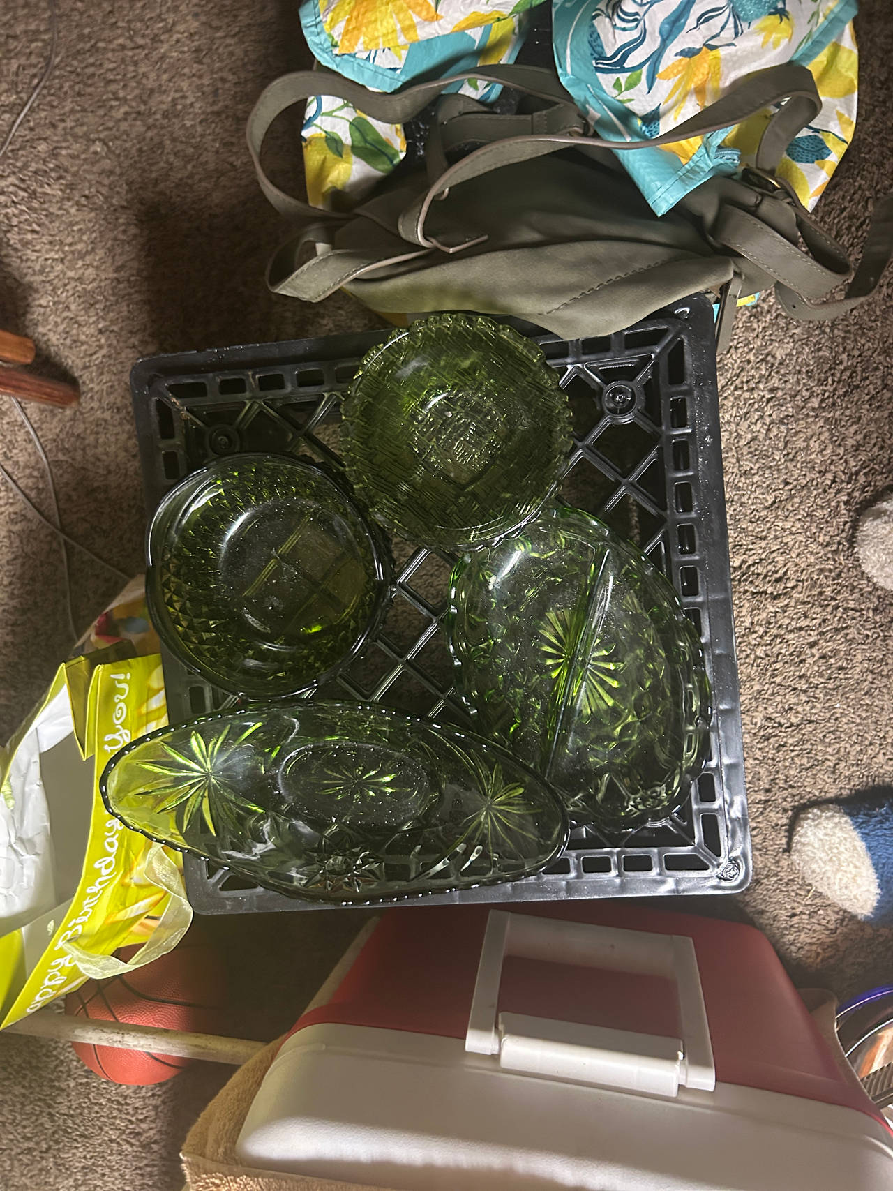 Green Depression Glass Dishes