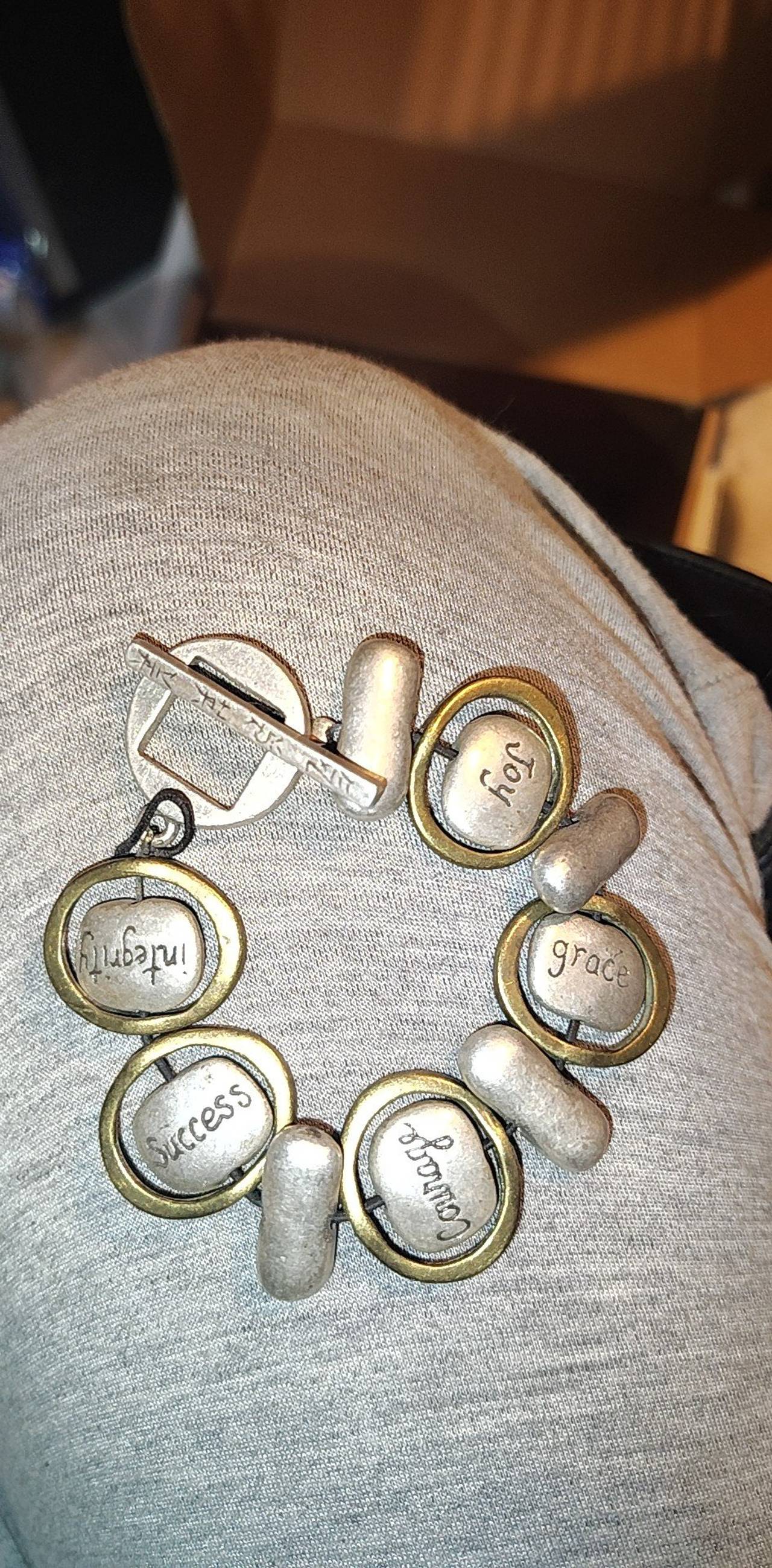 Brighton Inspirational Words Mixed Metal Toggle Bracelet