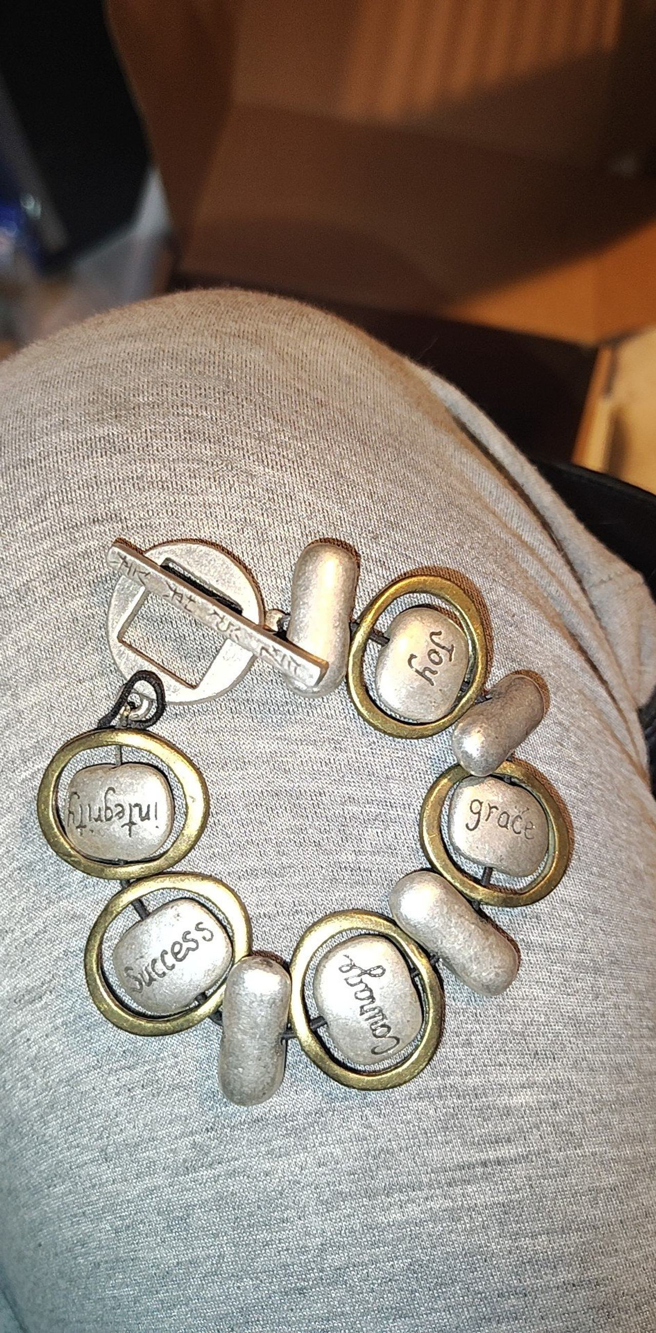 Brighton Inspirational Words Mixed Metal Toggle Bracelet