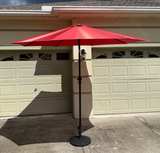 9ft Patio Umbrella and Weighted Base Crank Up - Image 1