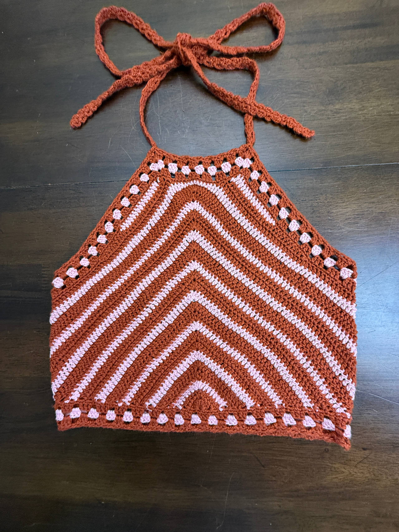 Charlotte Russe Crochet Chevron Halter Top Small