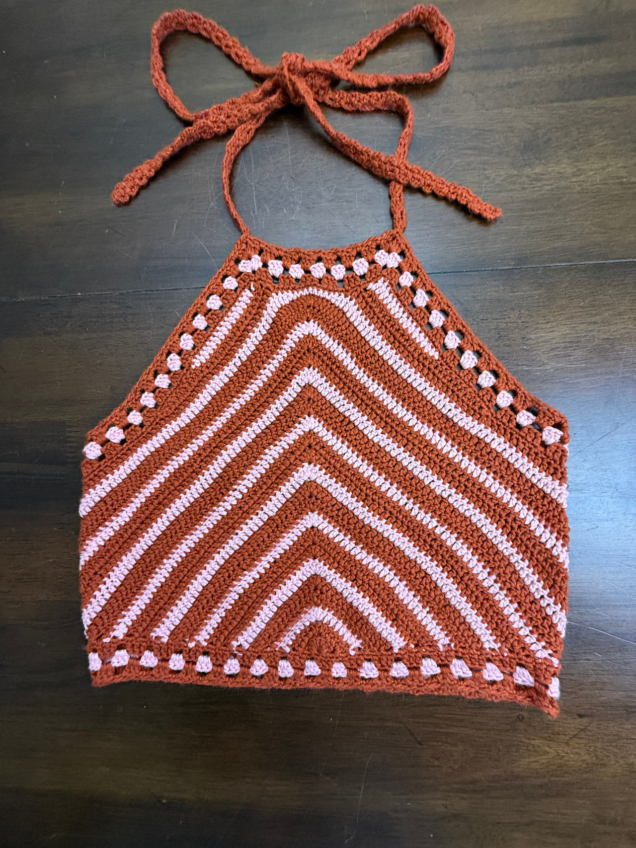 Charlotte Russe Crochet Chevron Halter Top Small