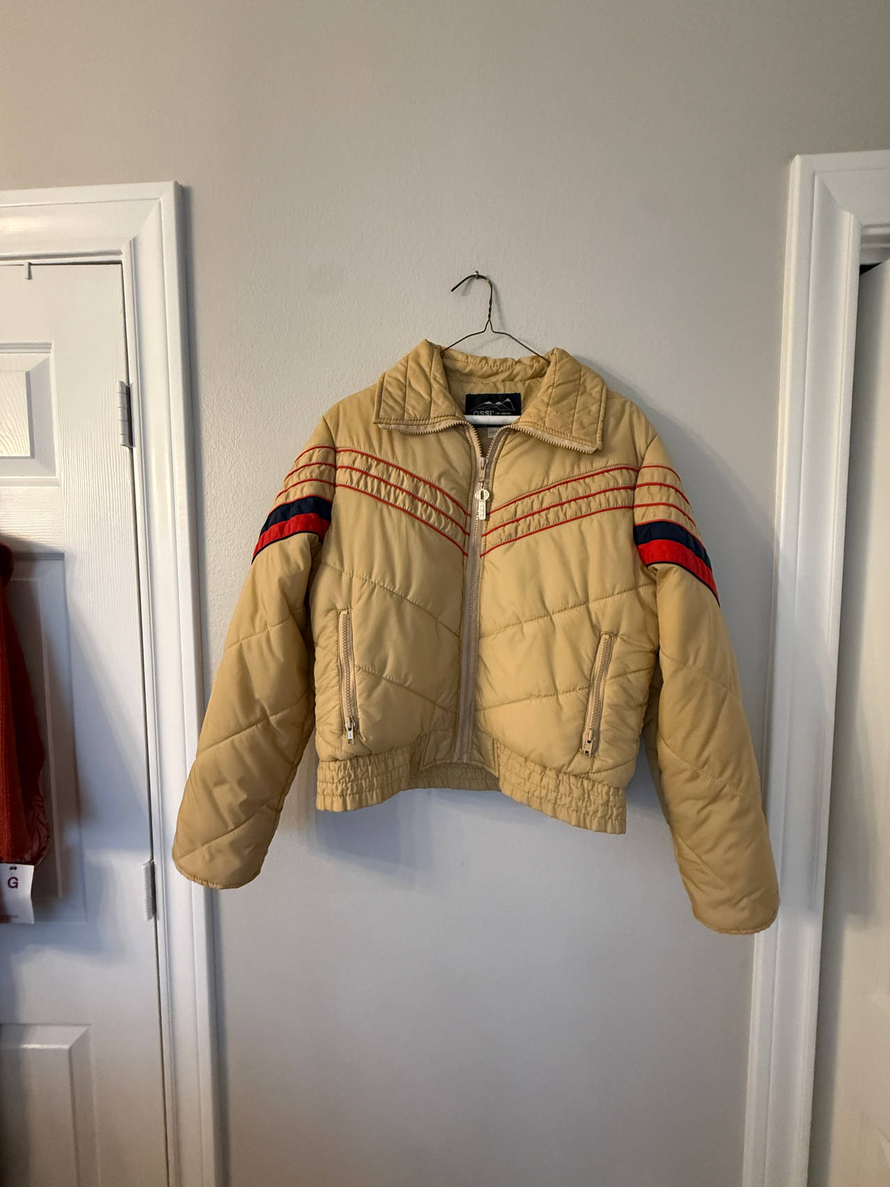 OSSI ski wear Vintage Racing Stripe Puffer Jacket