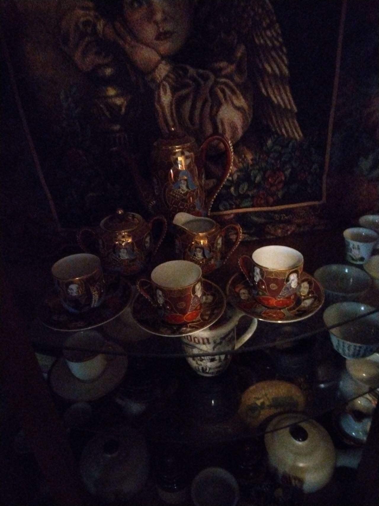 Vintage Japanese Satsuma Moriage Tea Set