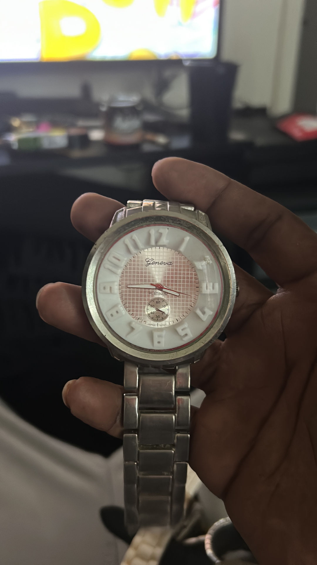 Geneva Silver Tone Oversized Number Watch