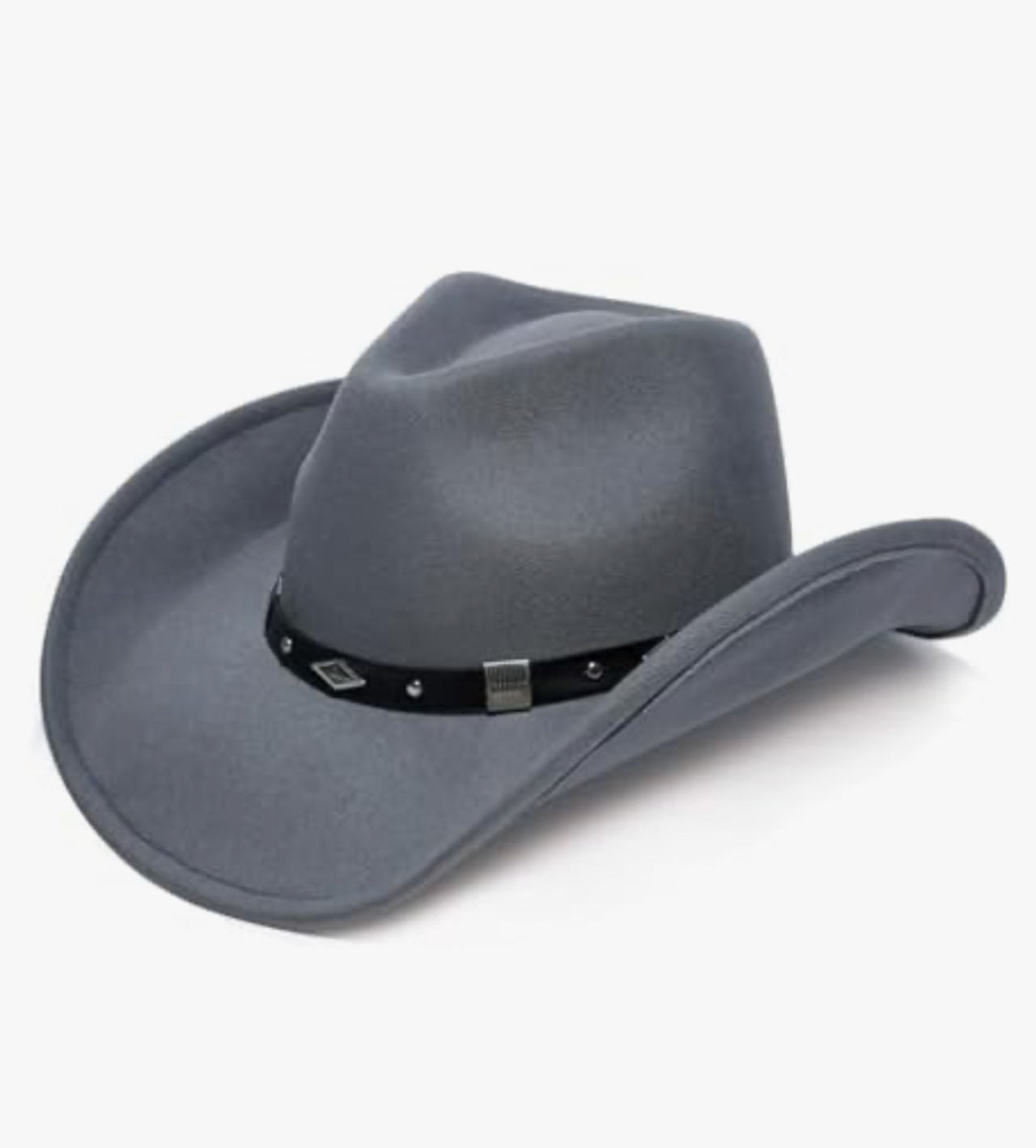 Grey Wool Felt Cowboy Hat with Studded Band