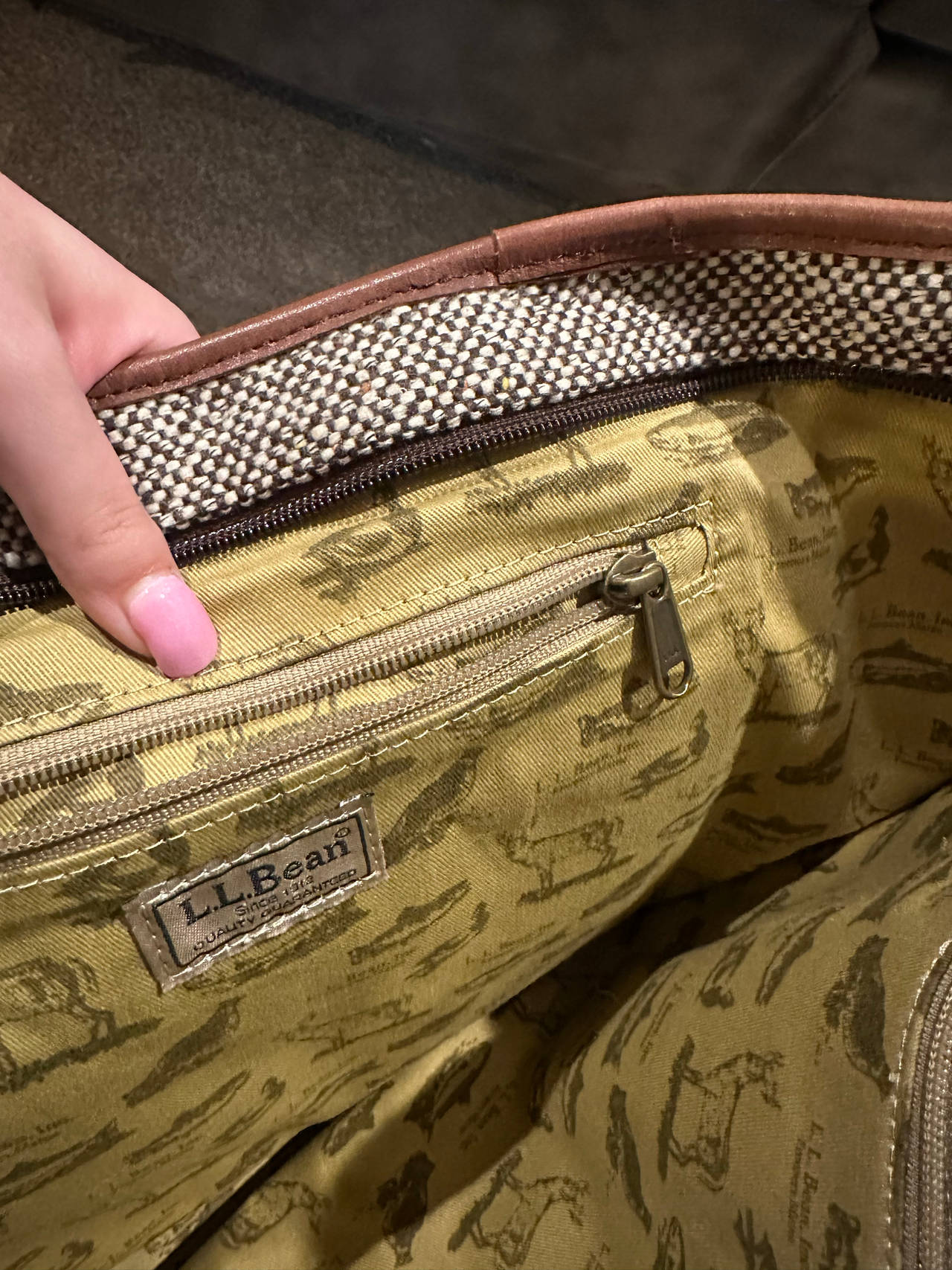 L.L.Bean Tweed Tote Bag with Heritage Lining