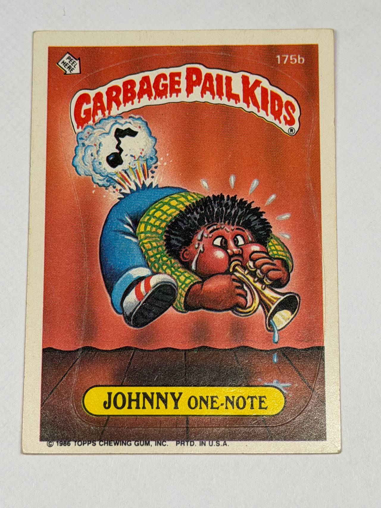 1986 Topps Garbage Pail Kids Johnny One-Note 175b