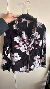 Joyspun Women's Velour Knit Pajama Set Black/White Floral - Image 1