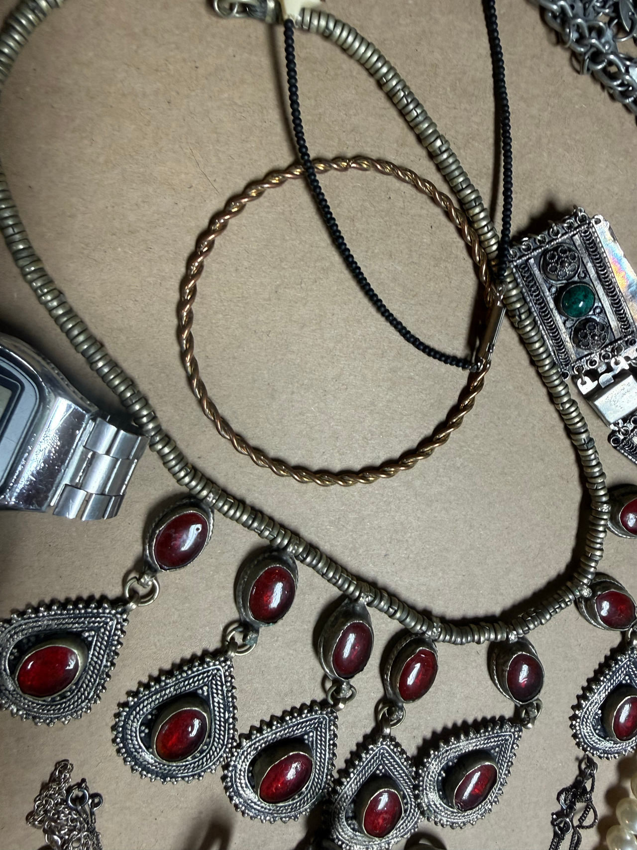 Vintage Style Red Stone Statement Necklace