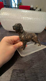 Antique Bronze Retriever Dog Statue on Black Marble Base - Image 4