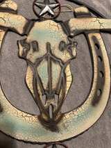 Western Metal Wall Plaque with Horseshoe and Longhorn - Image 5