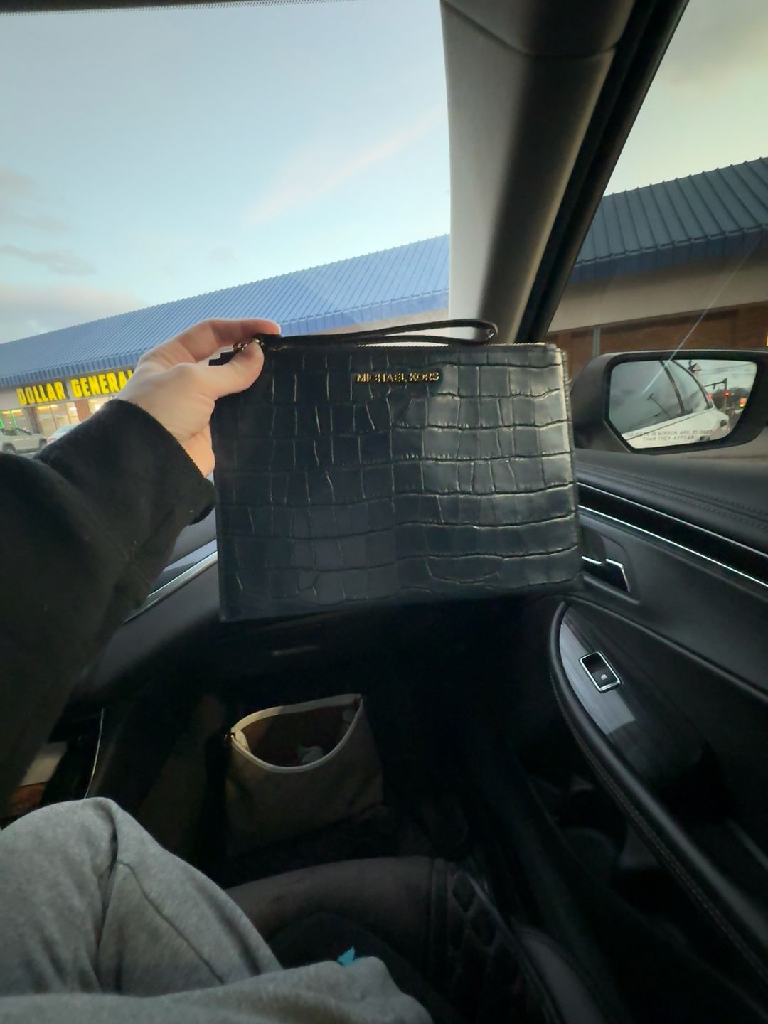 Michael Kors Bedford Black Leather Zip Clutch