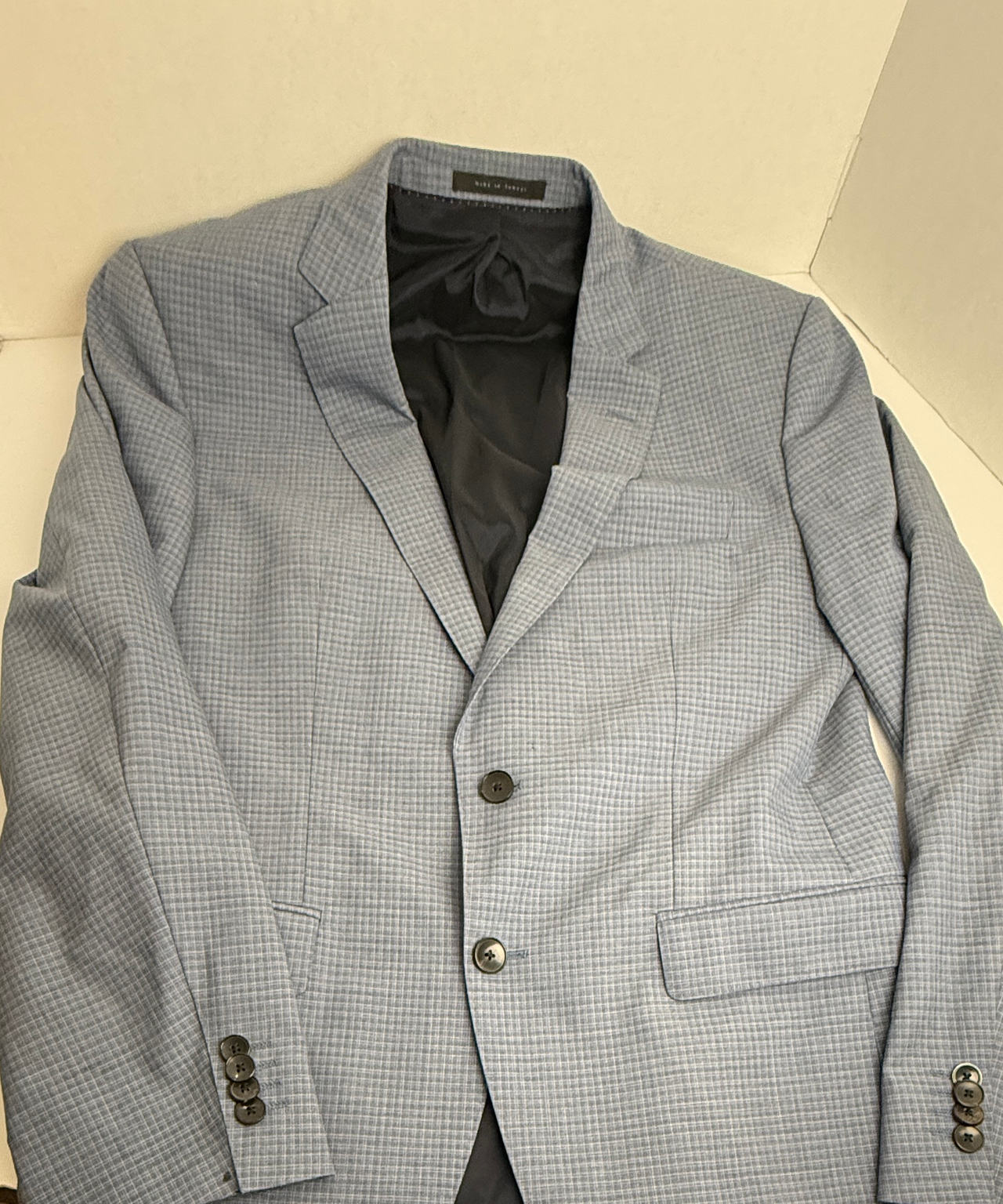 Hugo Boss Light Blue Micro-Check Blazer