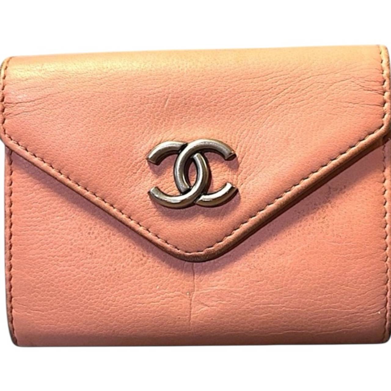 Chanel Pink Leather Wallet with CC Logo