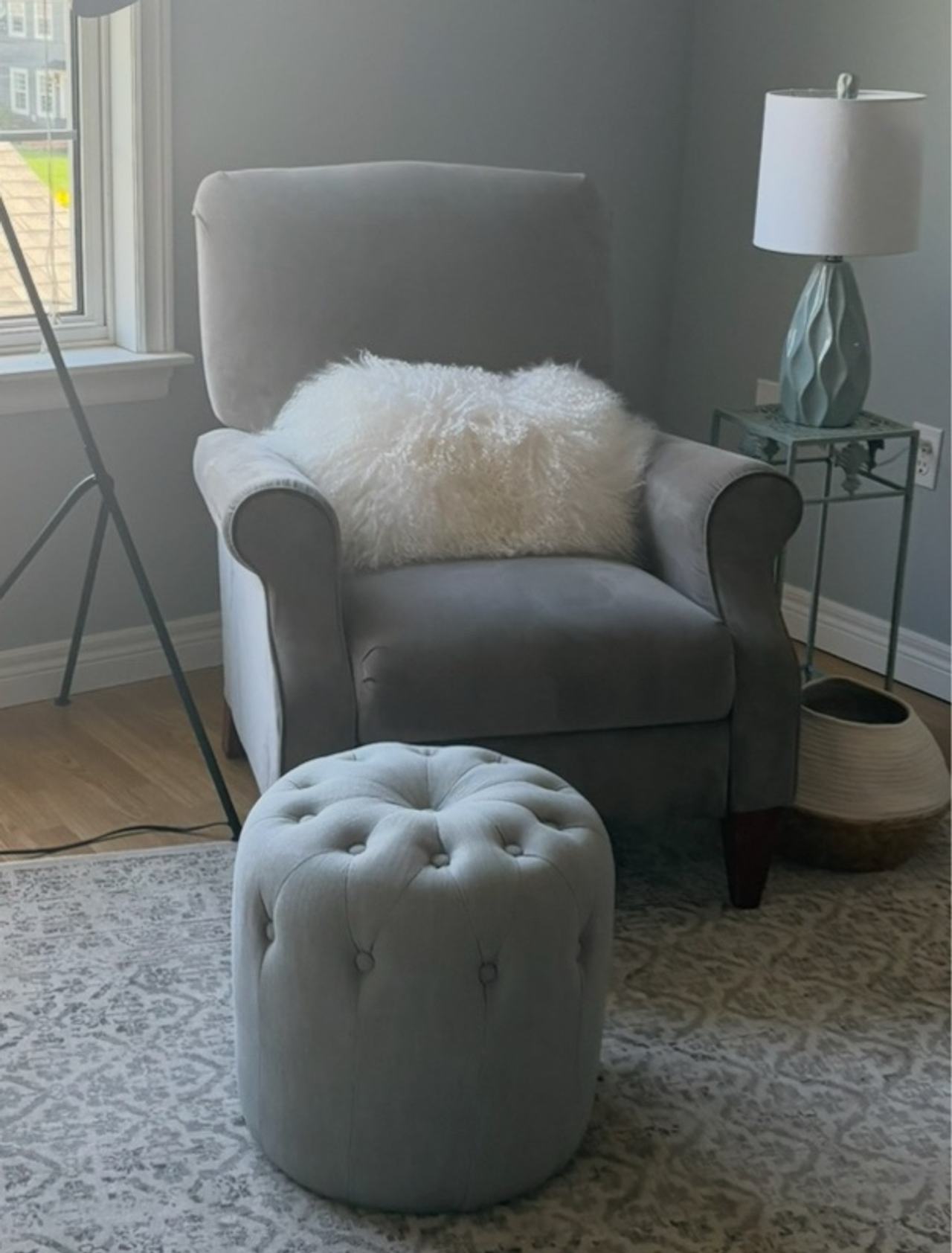 Turquoise Tufted Stool