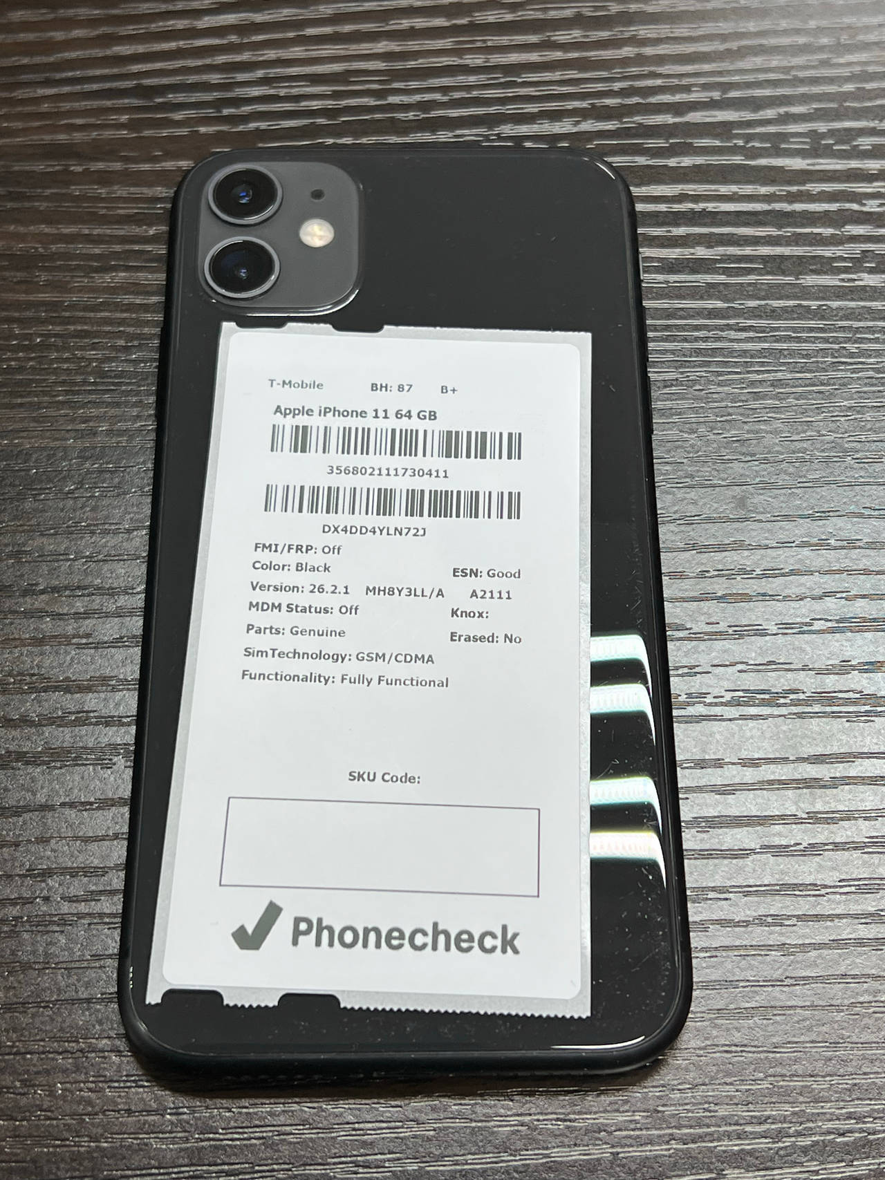Apple iPhone 11 64GB Black T-Mobile 87% Battery Health