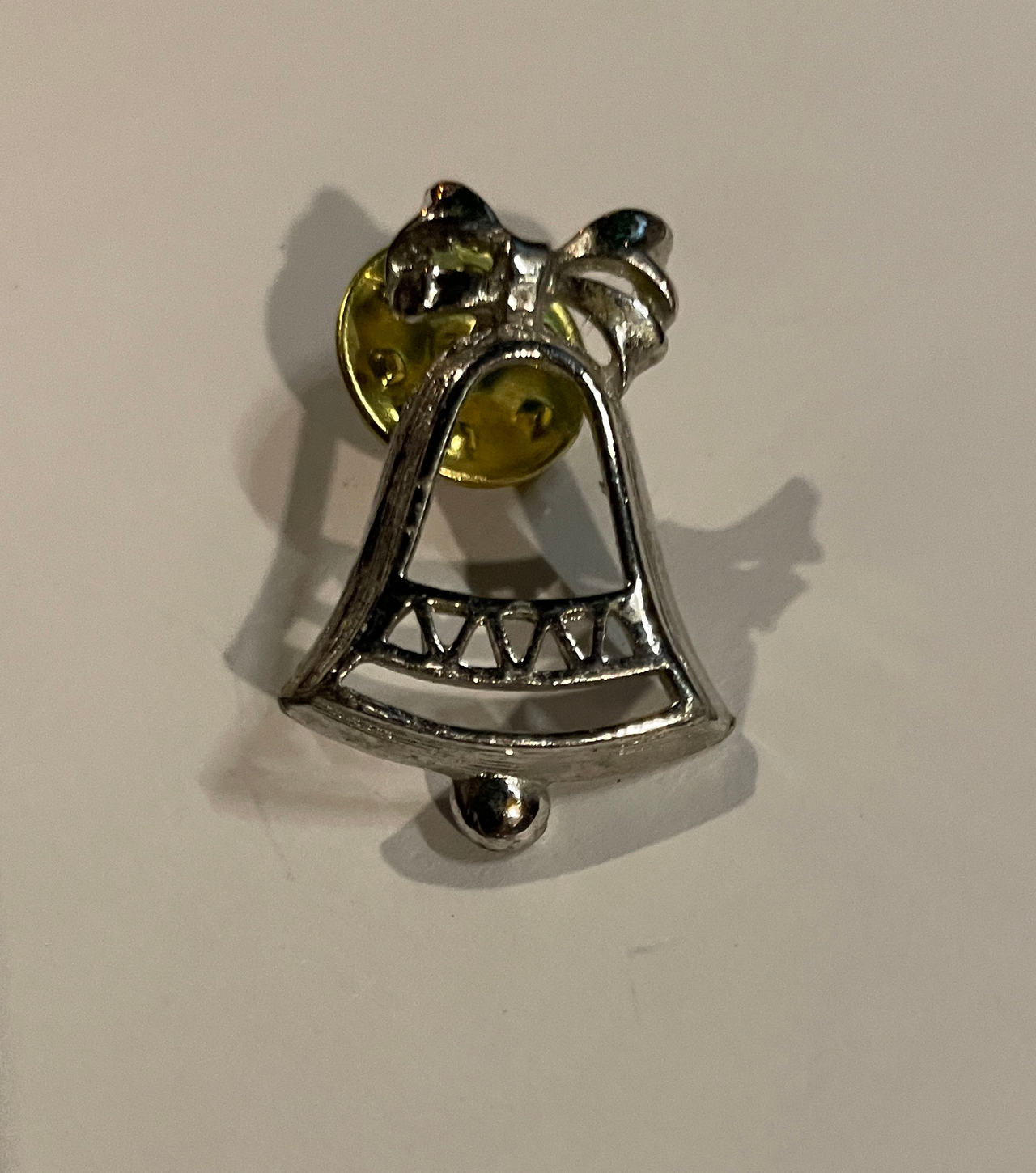 Silver-Tone Christmas Bell Lapel Pin