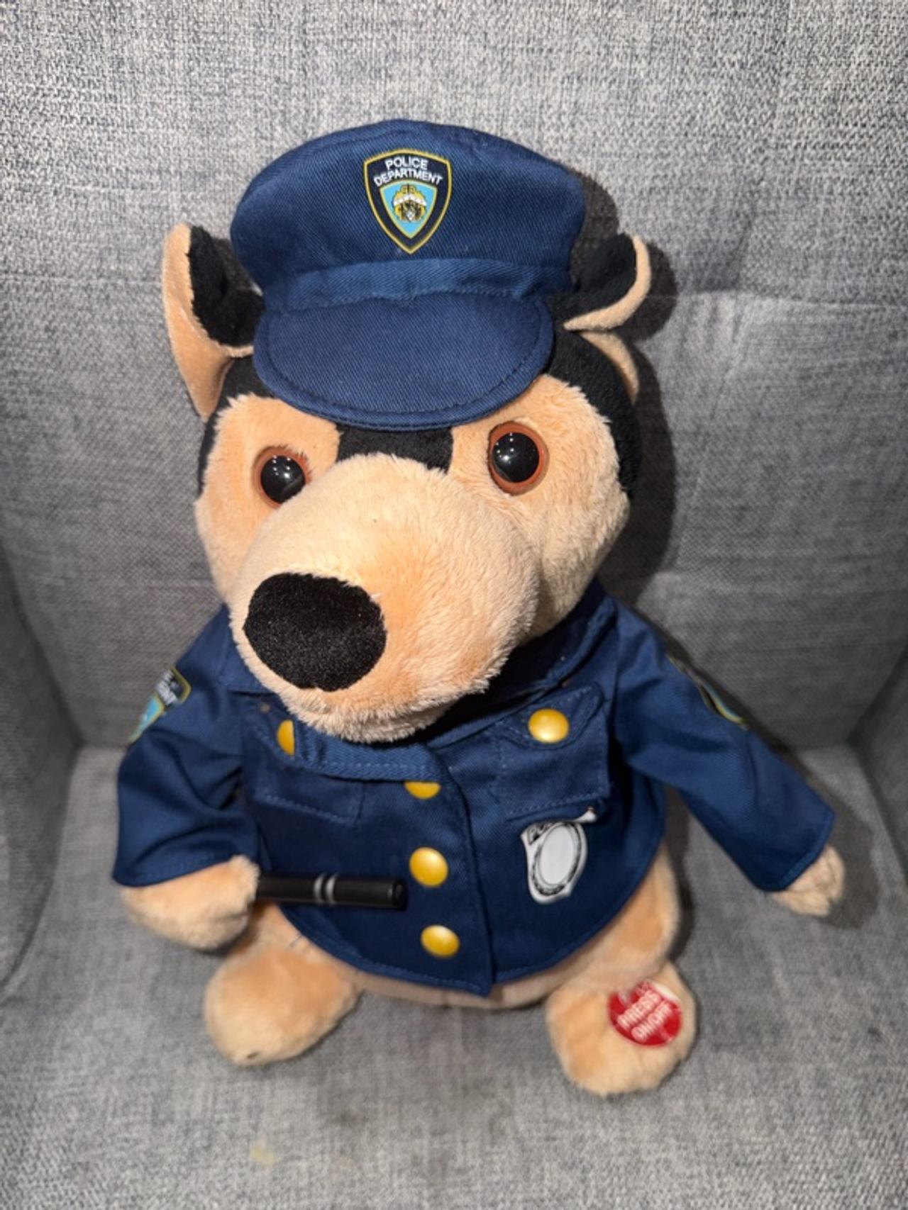 NYPD BAD BOYS Singing Dancing Dog Teddy Bear Blue Police Uniform