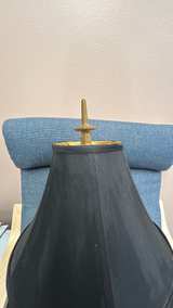 Vintage Brass Table Lamp with Black Shade - Image 2