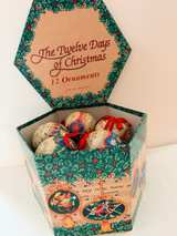 Vintage Twelve Days of Christmas Ornament Set 12pc + Box Paper Mache Balls - Image 5