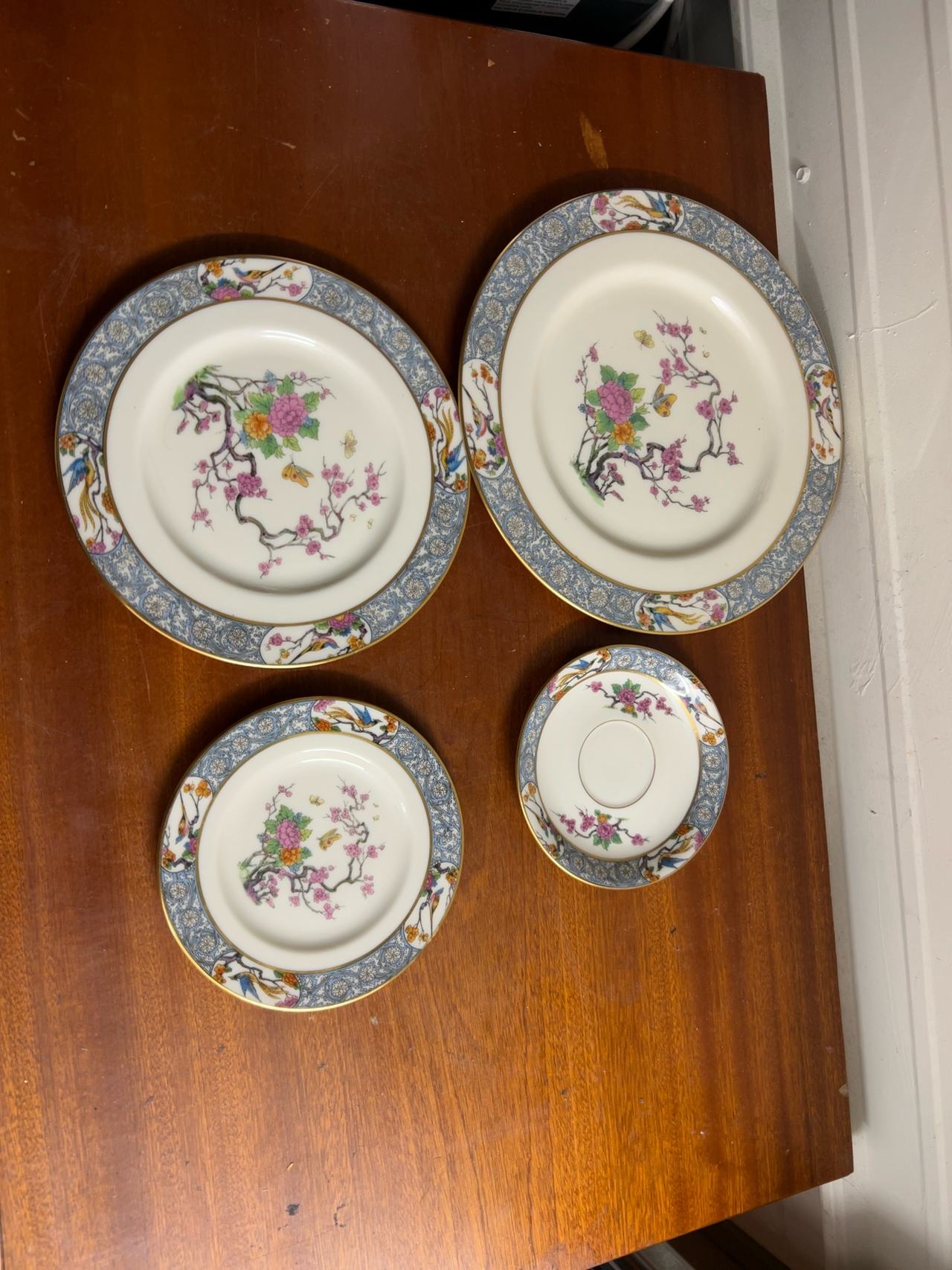 Lenox Ming Birds Black Backstamp Dinner Plate Set of 4 Mede in USA