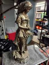 Vintage Peasant Girl with Wheat Statue - Image 2