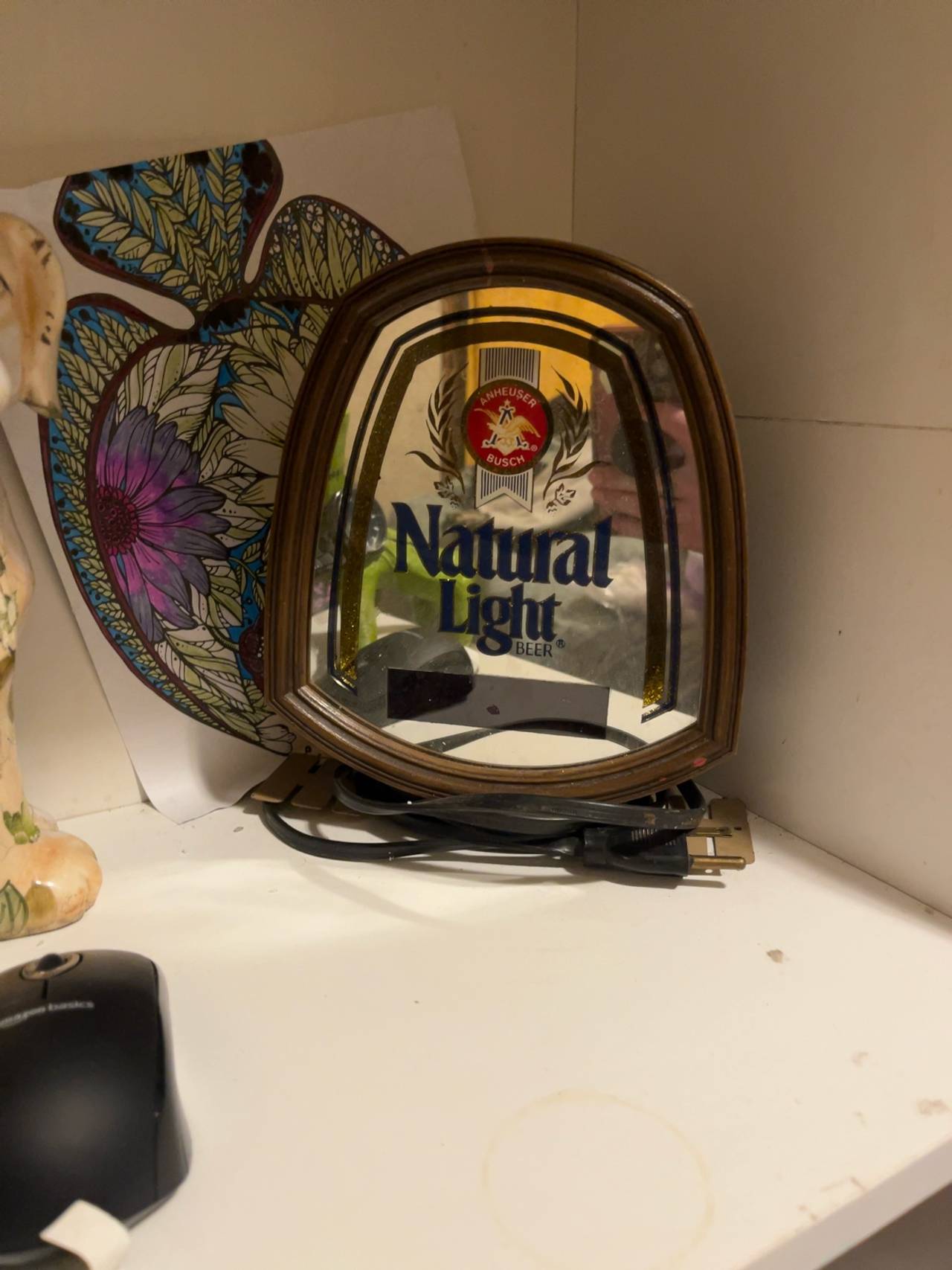 Natural Light Vintage Beer Mirror Light Sign