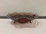 Fenton Amethyst Glass Ruffled Footed Bowl with Blue Crest - Image 1