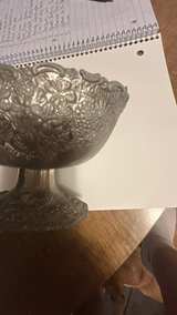 Vintage Floral Repousse Footed Pewter Bowl - Image 3
