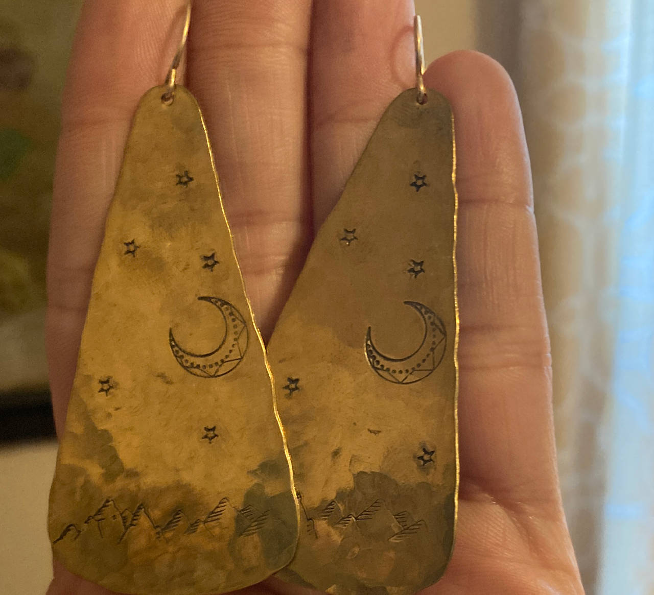 Handmade Brass Celestial Mountain Earrings