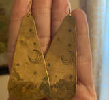Handmade Brass Celestial Mountain Earrings - Image 1