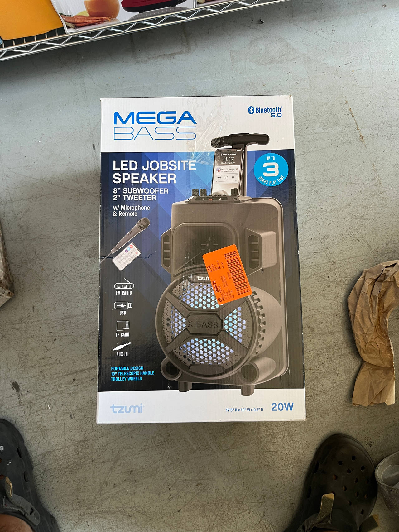 Tzumi Mega Bass LED Jobsite Speaker