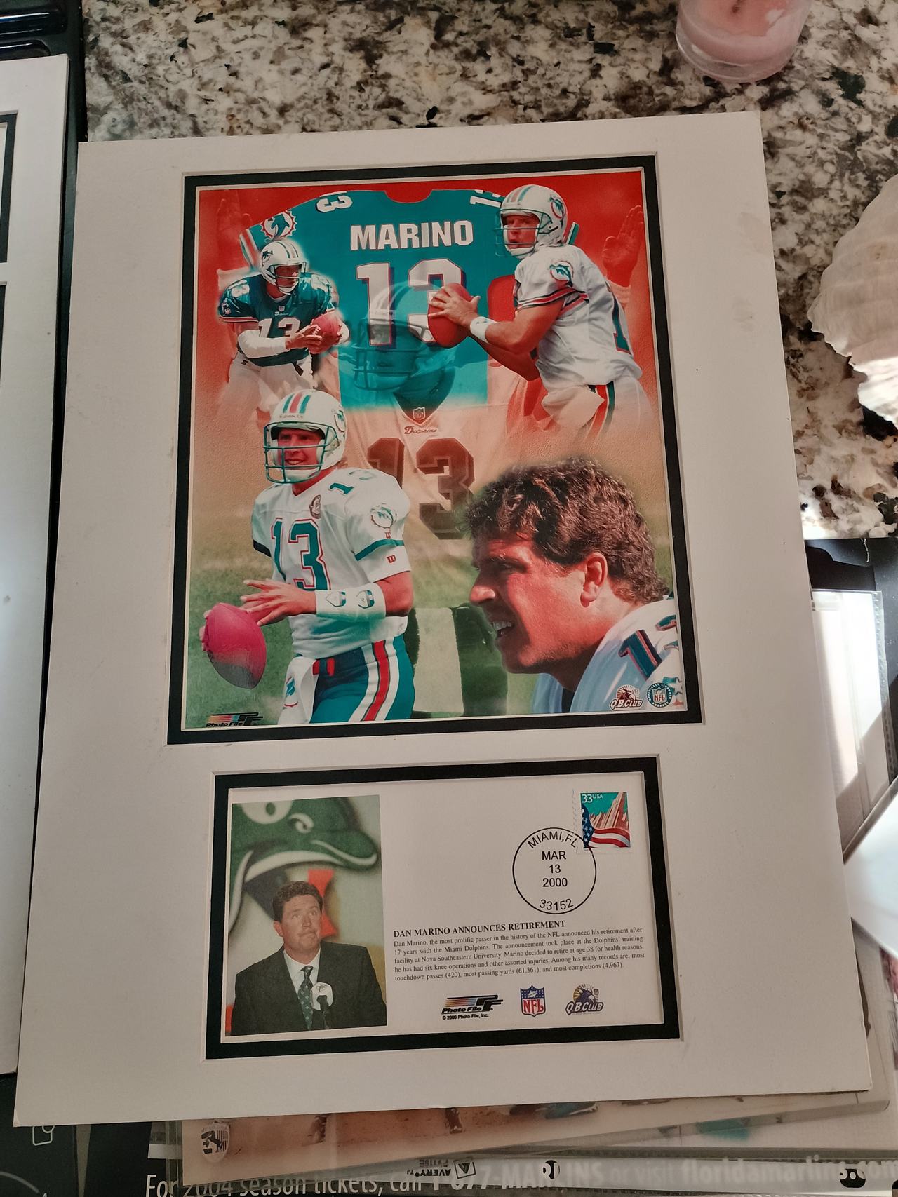 Dan Marino Retirement Commemorative Photo Mat Set