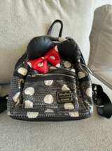 Loungefly Minnie Mouse Sequined Polka Dot Mini Backpack Black & White - Image 1