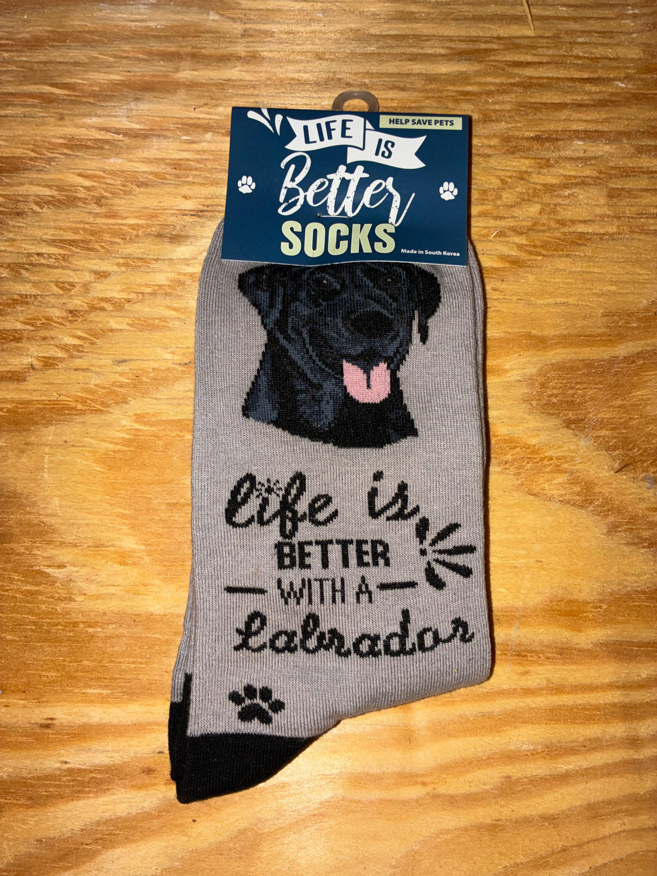 Life is Better Socks Black Labrador Crew Socks