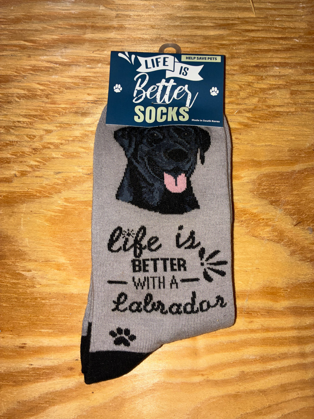 Life is Better Socks Black Labrador Crew Socks