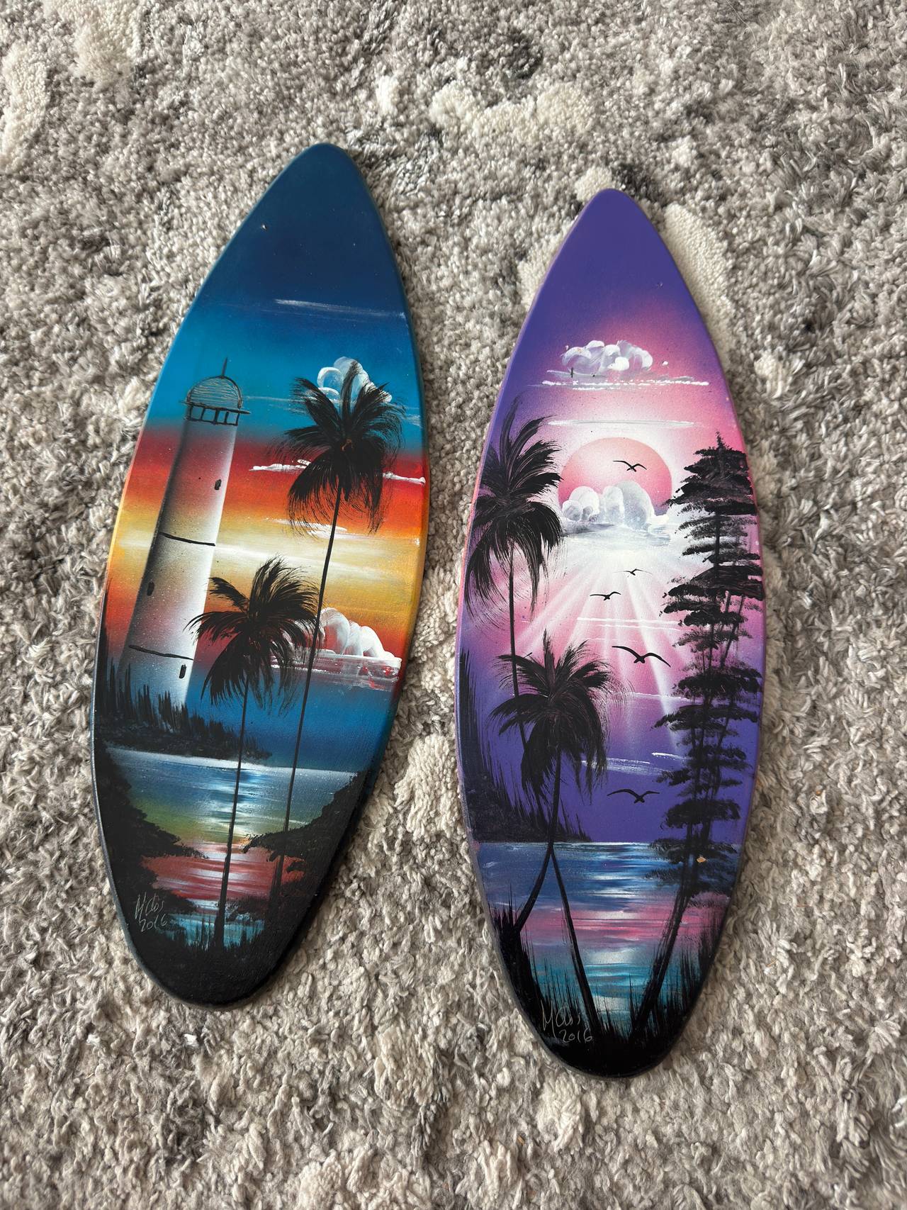 Hand-Painted Mini Surfboard Wall Art