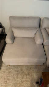 Condemo Modern Linen Fabric Chaise Lounge Chair Beige/White - Image 2