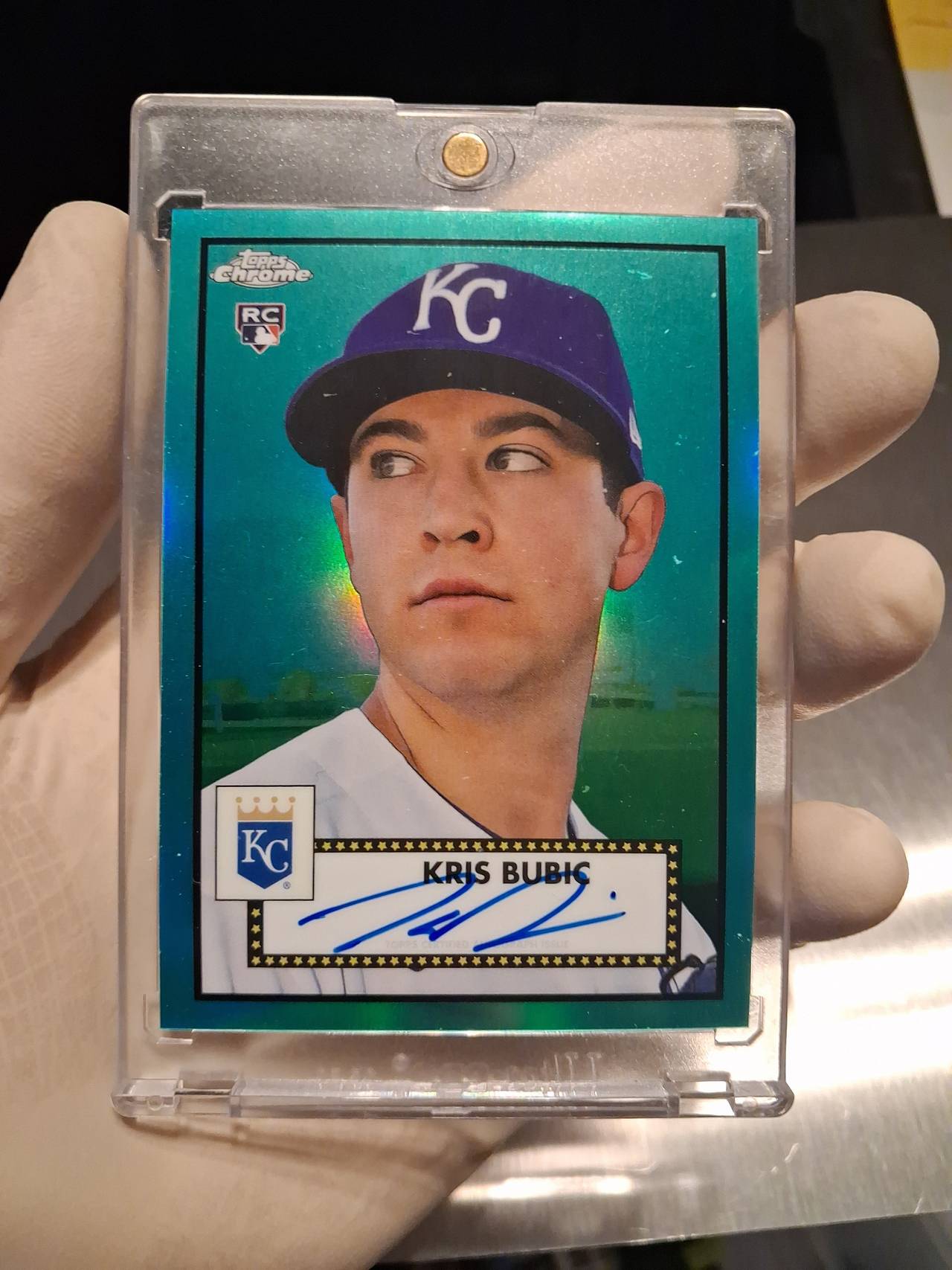 2021 Topps Chrome Platinum  Kris Bubic Aqua Refractor Autograph RC # 121/150