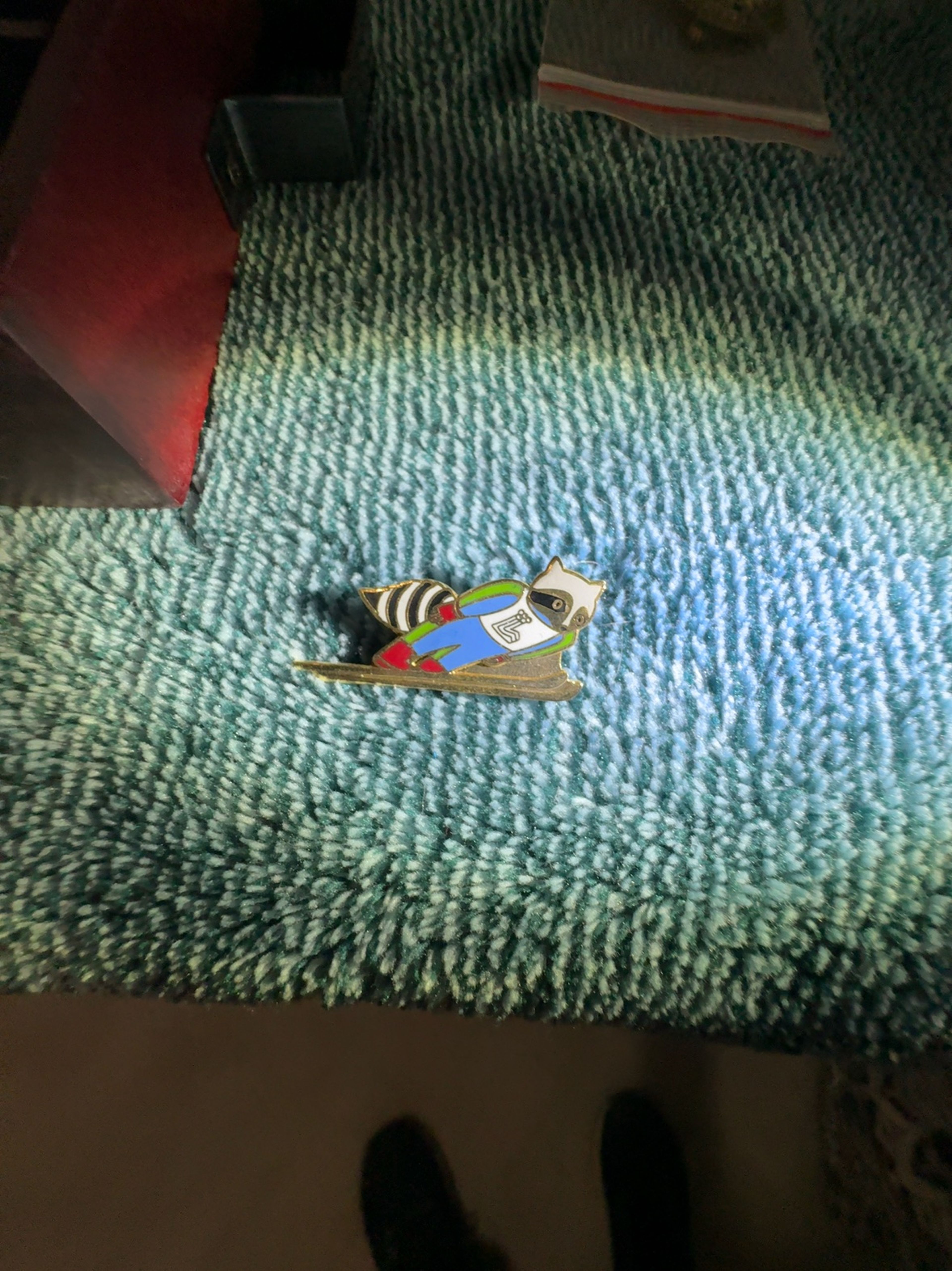 Lake Placid 1980 Olympic Raccoon Mascot Enamel Pin