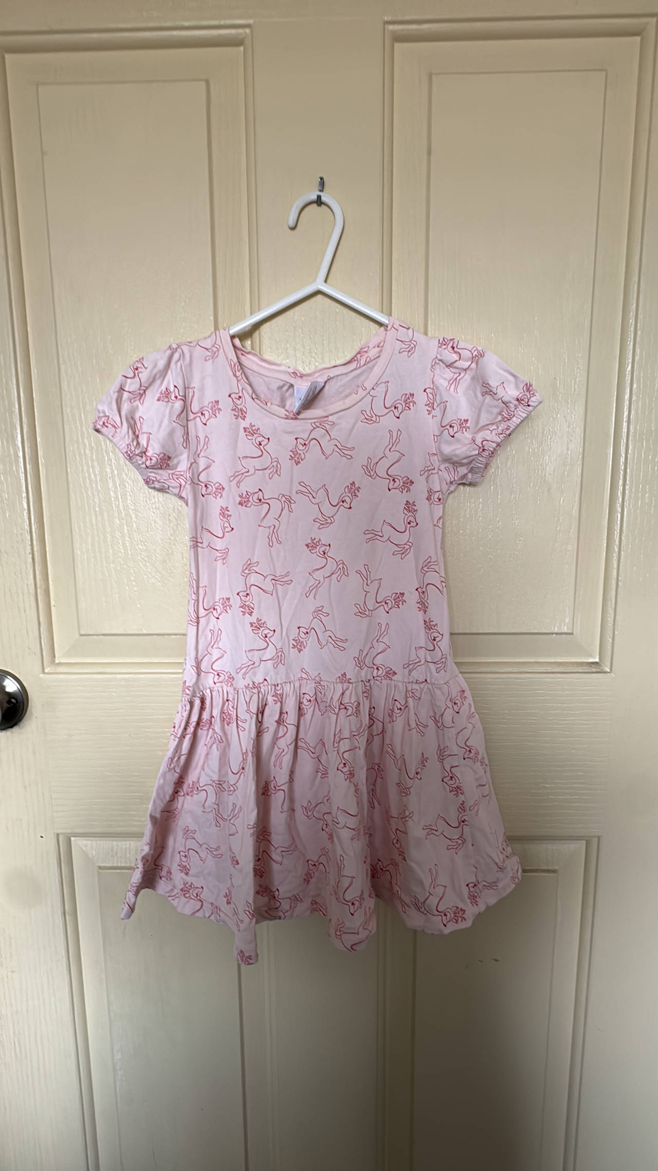 Girls' Pink Deer Print Dress