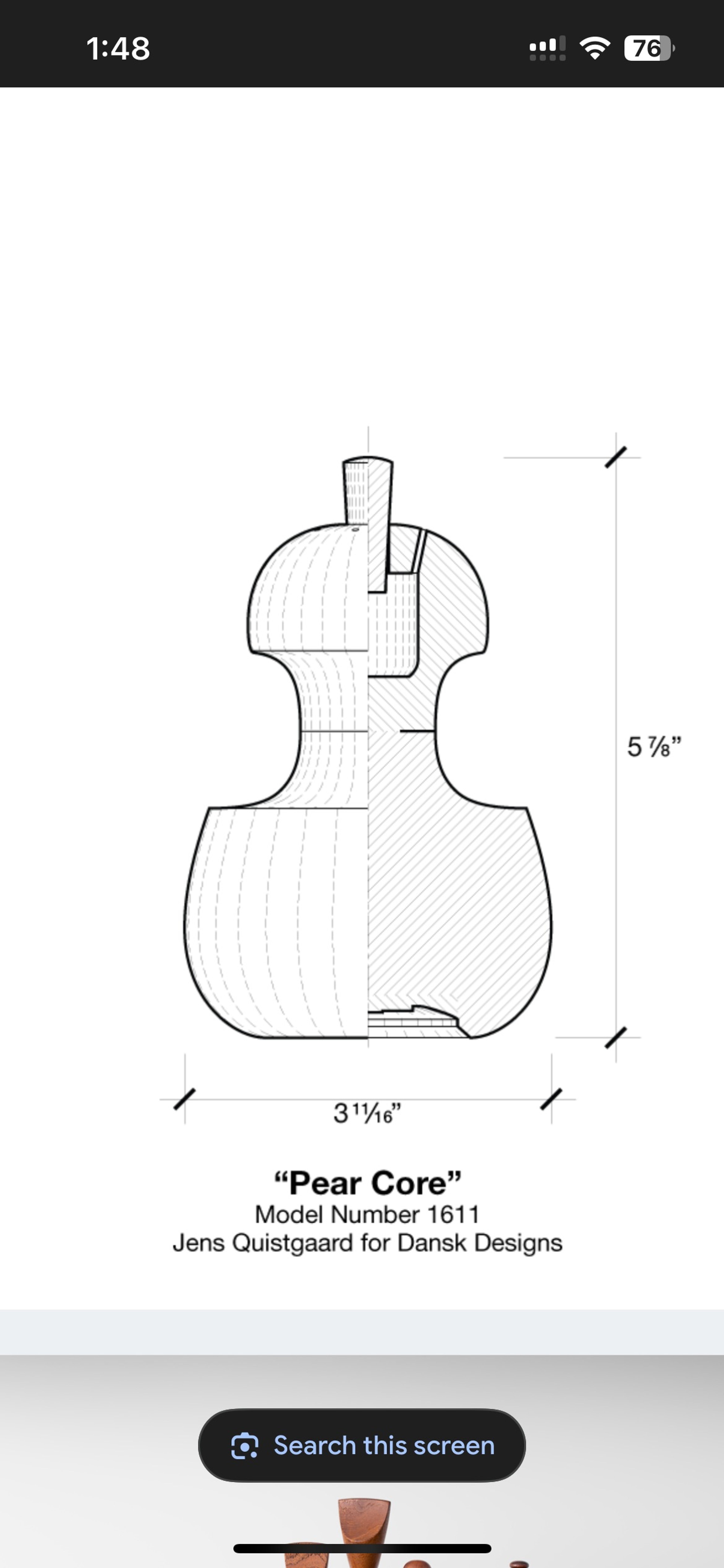 VINTAGE MID CENTURY MOD DANSK TEAK SALT PEPPERMILL GRINDER
QUISTGAARD PEAR CORE - Image 3