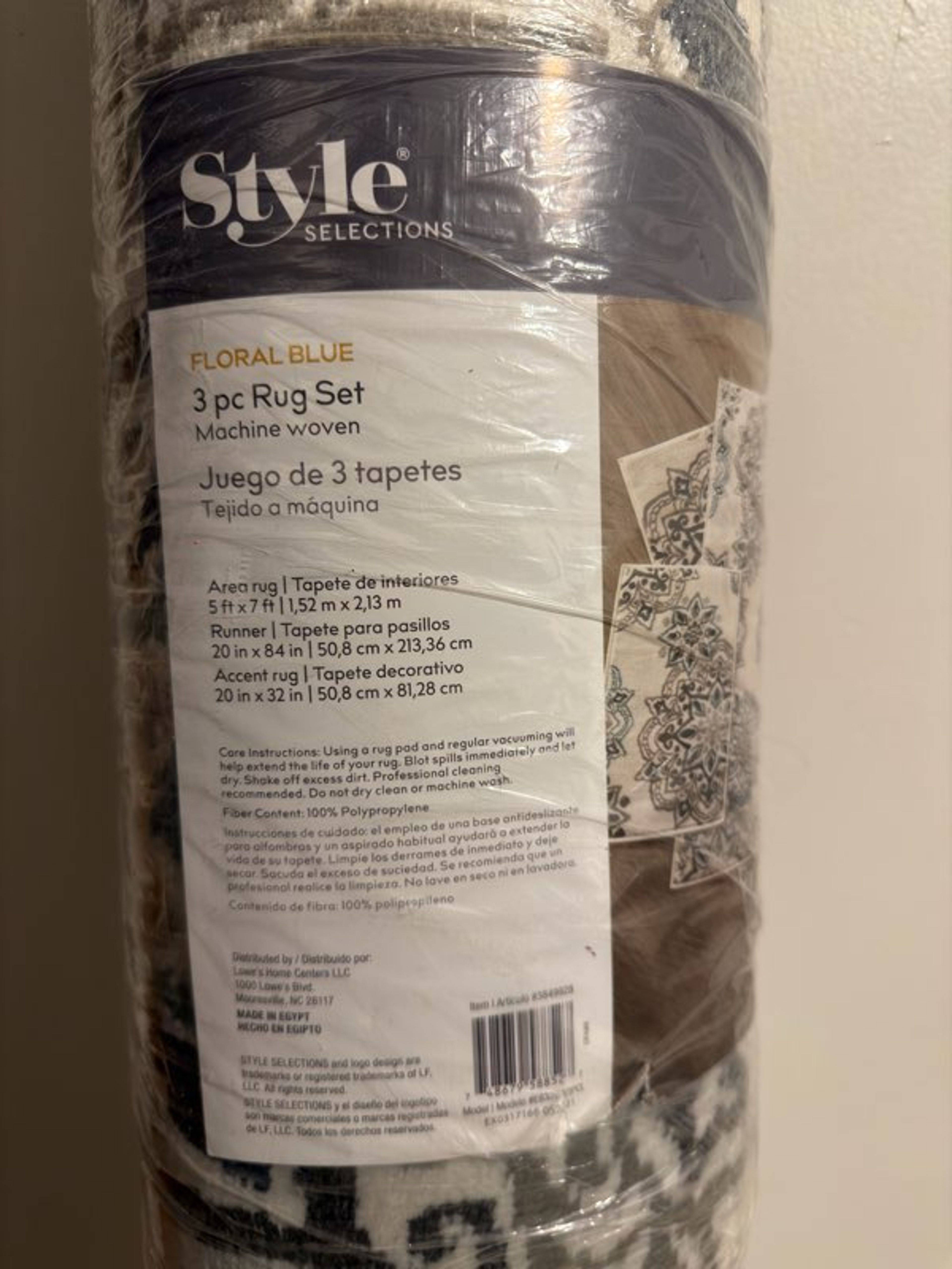 Style Selections Floral Blue 3-pc Rug Set