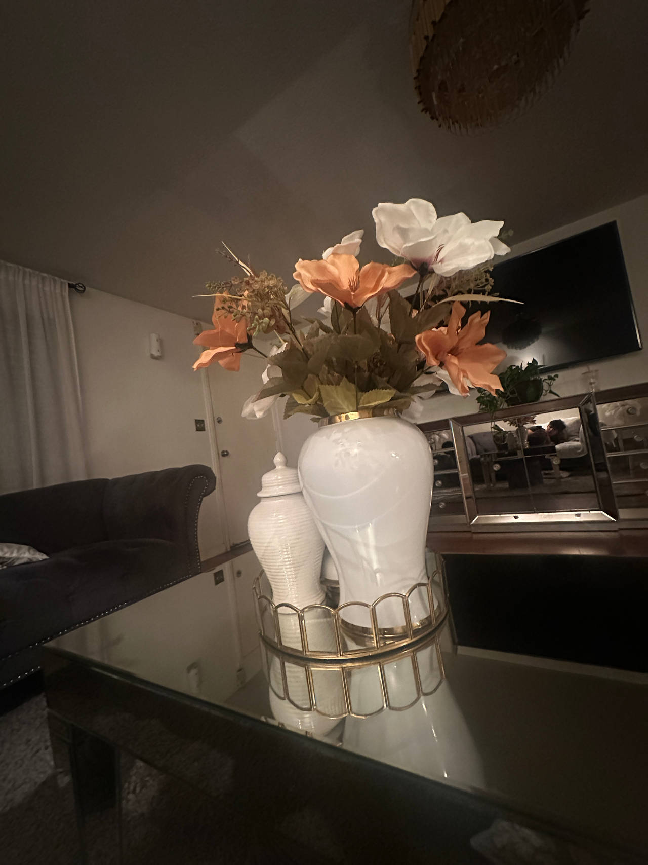 Ceramic Flower Vase with Artificial Flowers