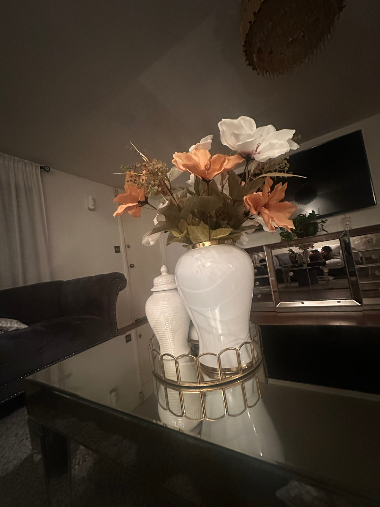 Ceramic Flower Vase with Artificial Flowers