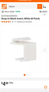 144pc Commercial Electric Snap-In Blank Keystone Inserts - White - Image 1