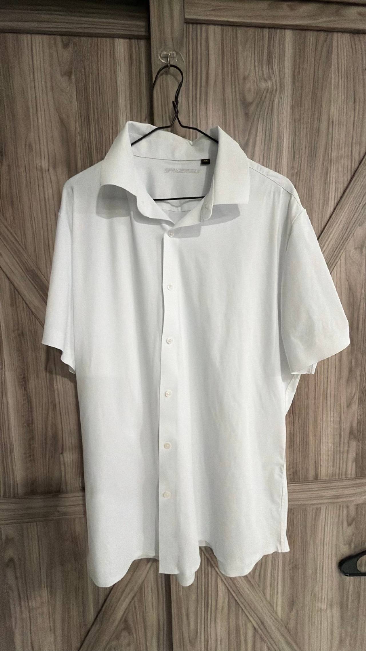 Spaidersilk White Short Sleeve Button Down Shirt XL