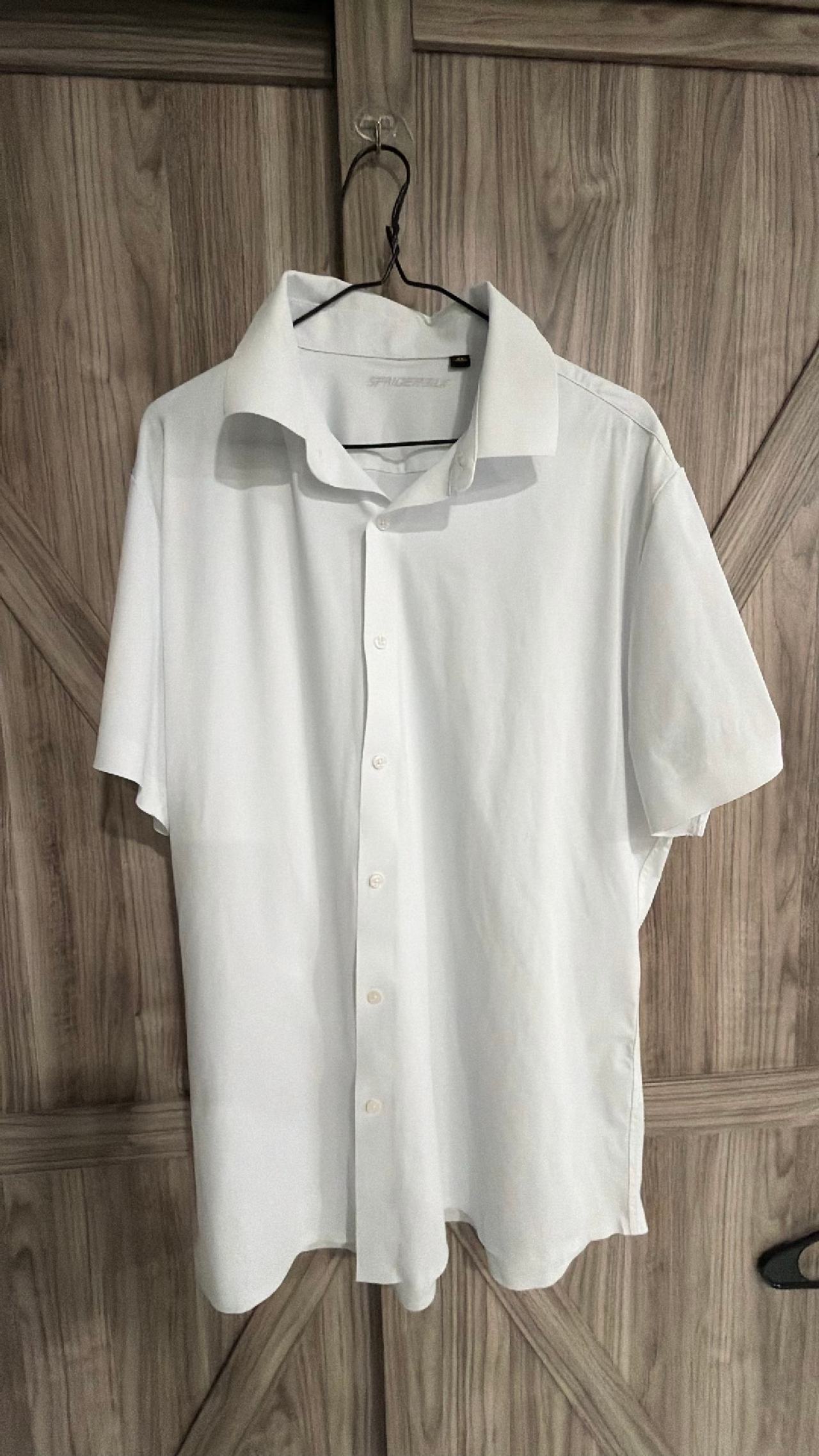 Spaidersilk White Short Sleeve Button Down Shirt XL